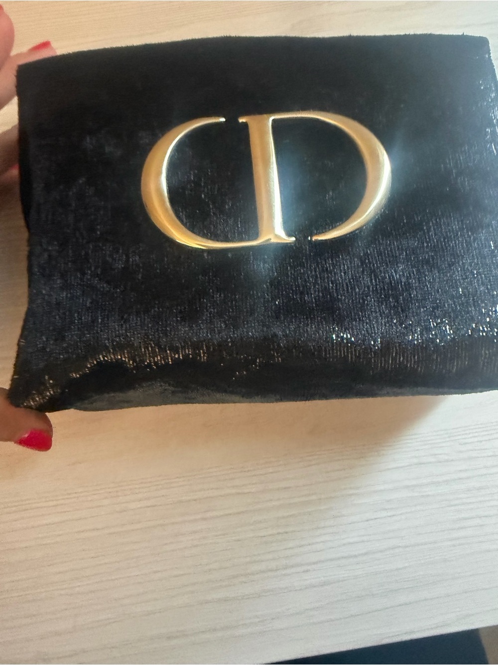 Dior Black Velvet Cosmetic bag with Gold CD Hardware